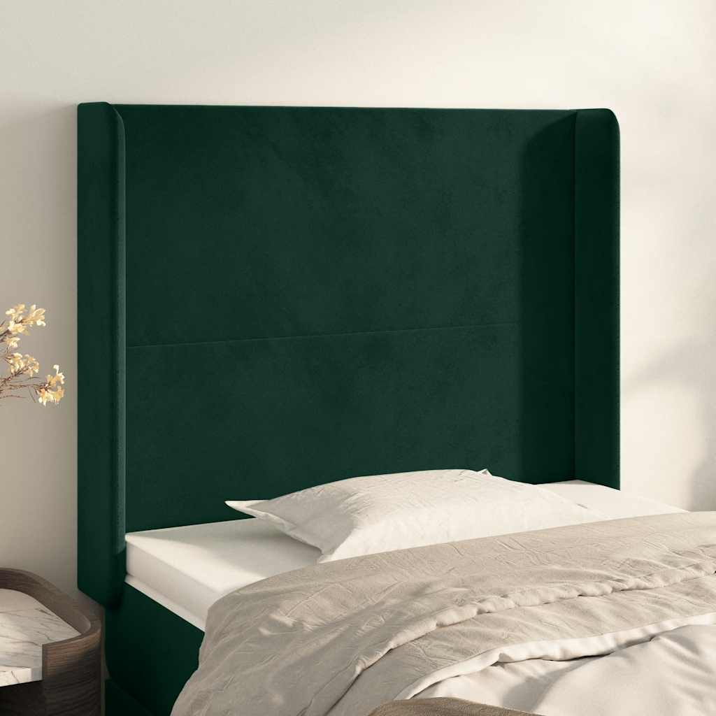 Tête de lit avec oreilles Vert foncé 103x16x118/128 cm Velours - XIOS