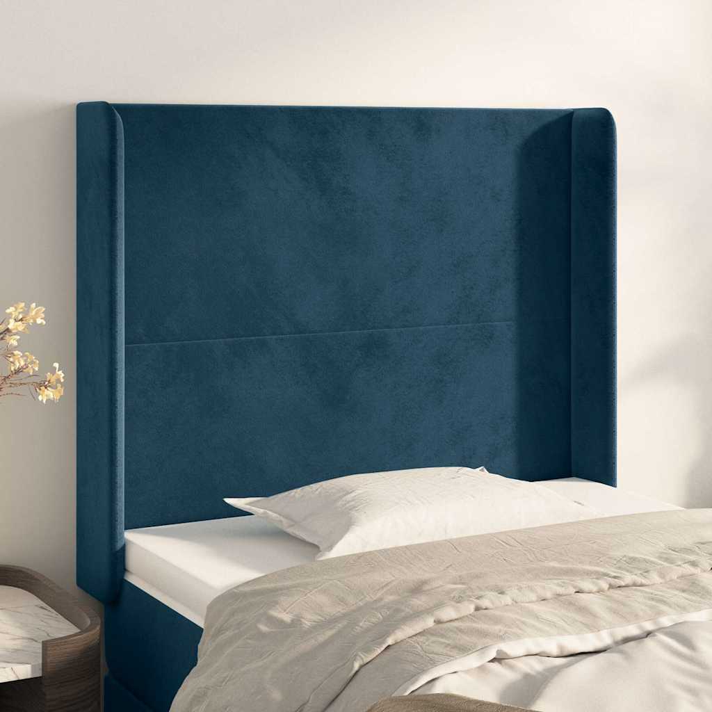 Tête de lit avec oreilles Bleu foncé 103x16x118/128 cm Velours - XIOS