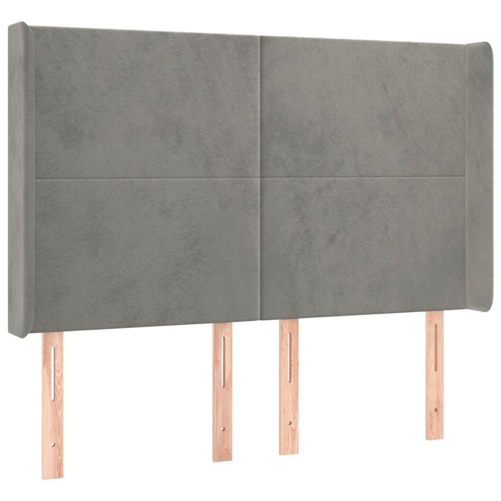 Tête de lit avec oreilles Gris clair 147x16x118/128 cm Velours - XIOS