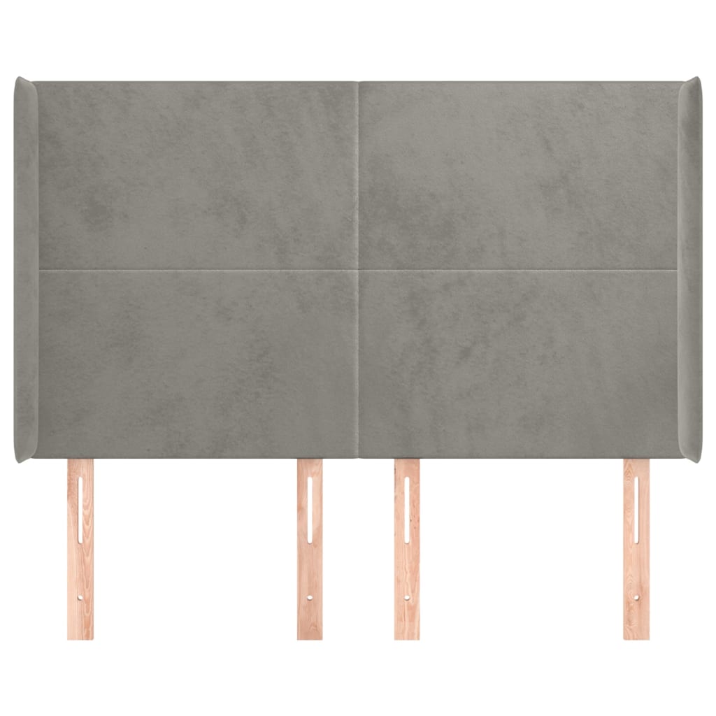 Tête de lit avec oreilles Gris clair 147x16x118/128 cm Velours - XIOS