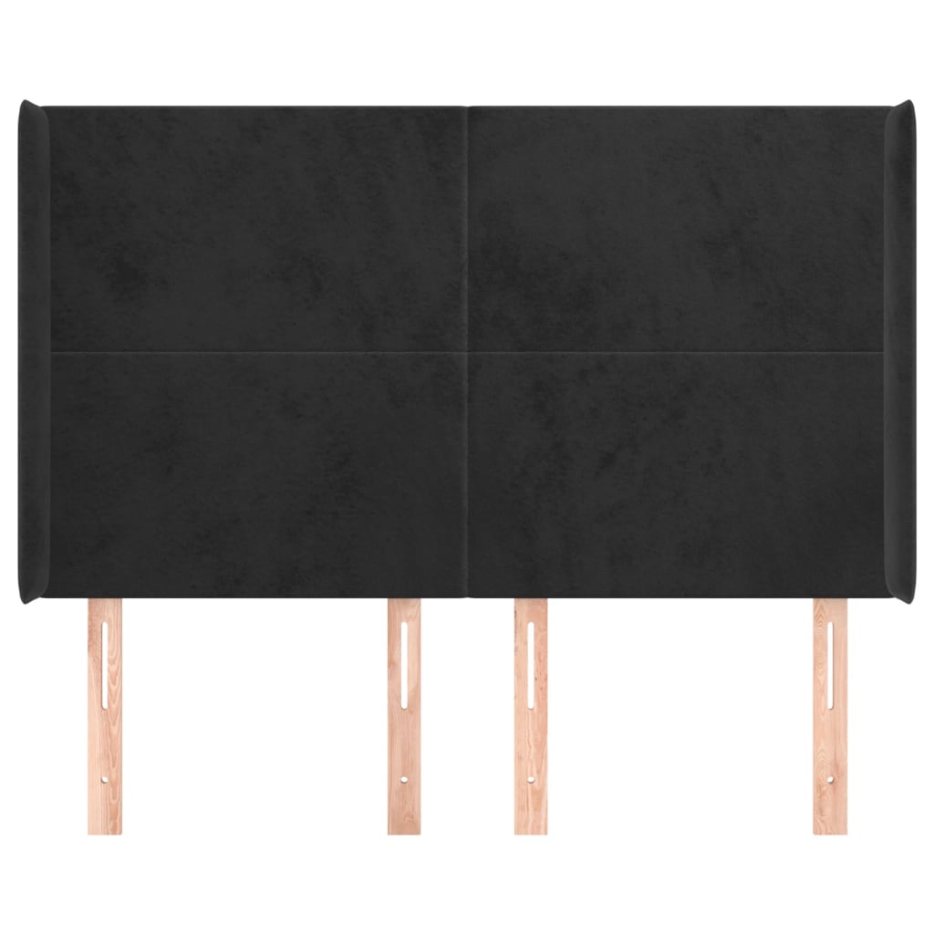 Tête de lit avec oreilles Noir 147x16x118/128 cm Velours - XIOS