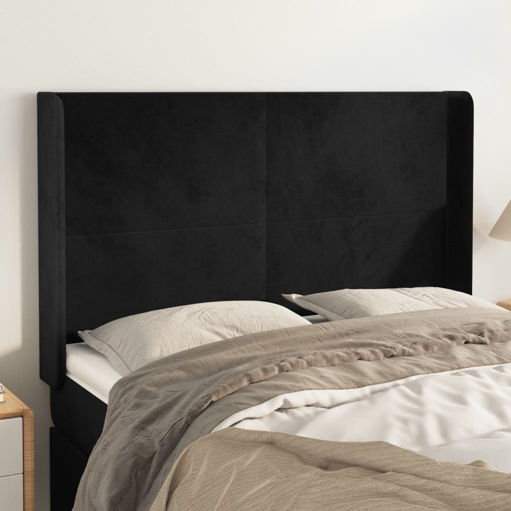 Tête de lit avec oreilles Noir 147x16x118/128 cm Velours - XIOS