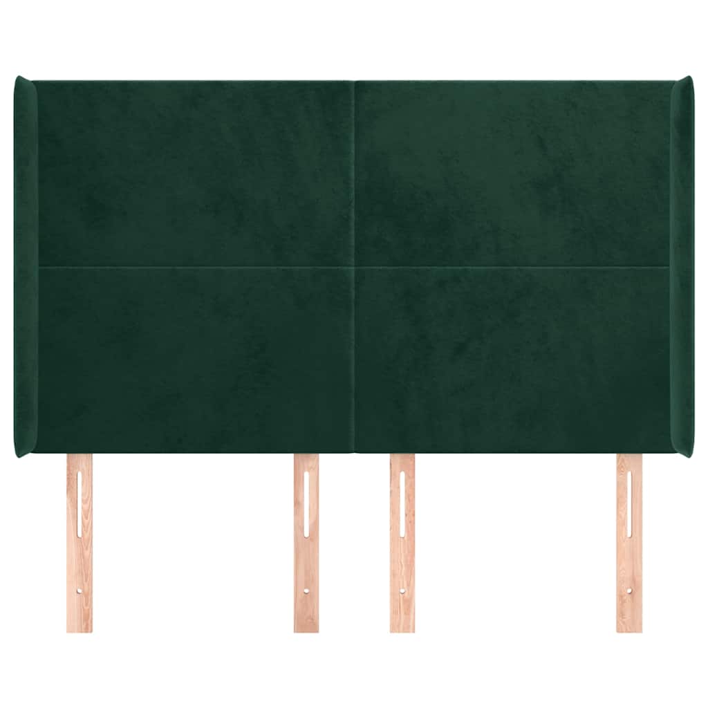 Tête de lit avec oreilles Vert foncé 147x16x118/128 cm Velours - XIOS