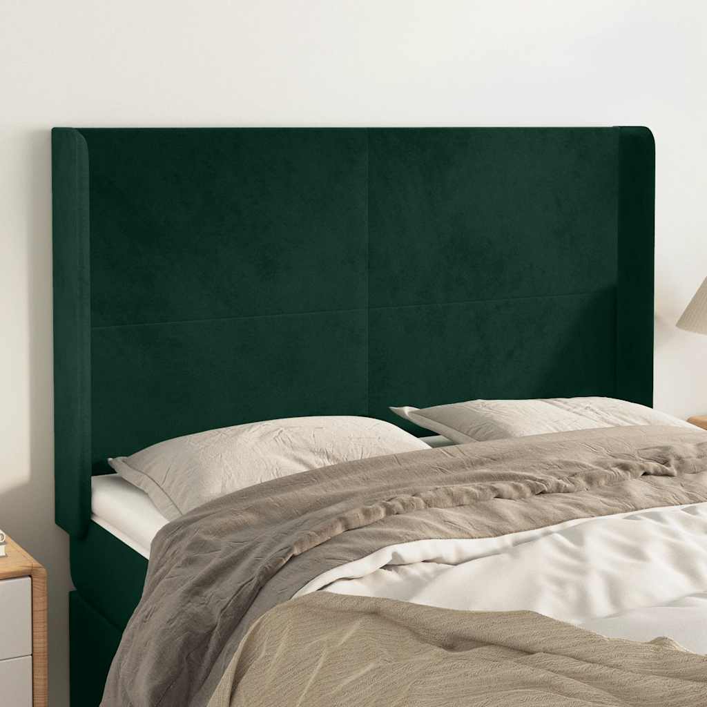 Tête de lit avec oreilles Vert foncé 147x16x118/128 cm Velours - XIOS