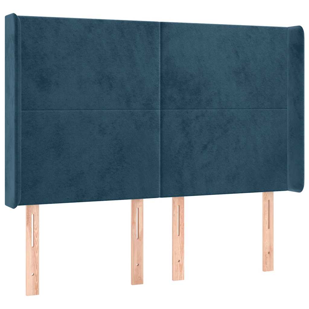 Tête de lit avec oreilles Bleu foncé 147x16x118/128 cm Velours - XIOS
