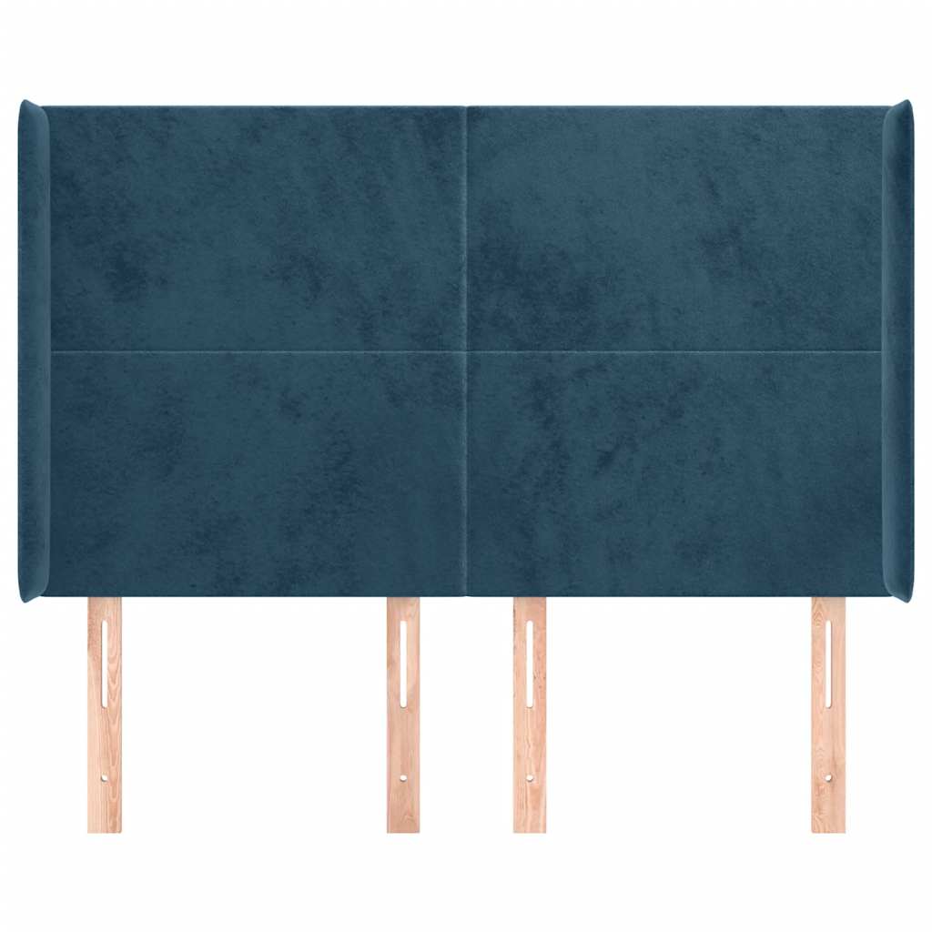 Tête de lit avec oreilles Bleu foncé 147x16x118/128 cm Velours - XIOS