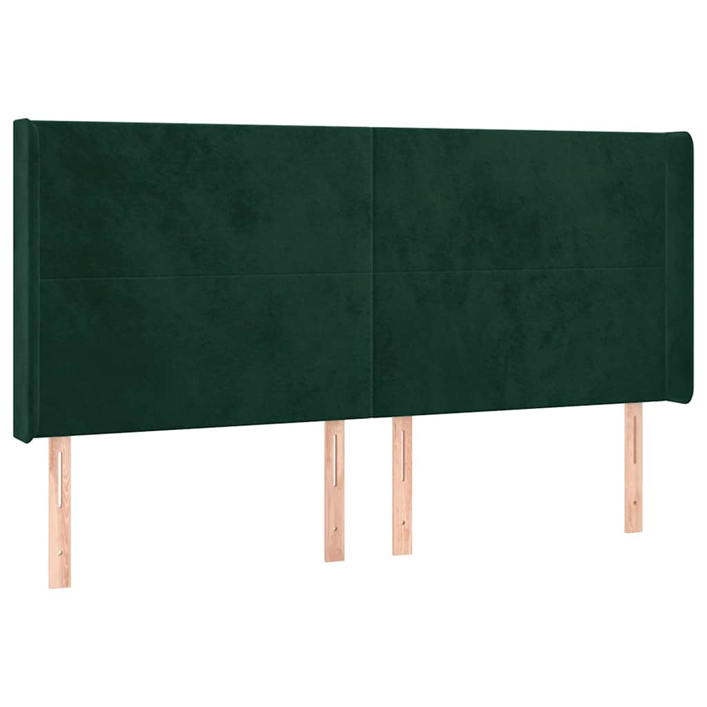 Tête de lit avec oreilles Vert foncé 163x16x118/128 cm Velours - XIOS