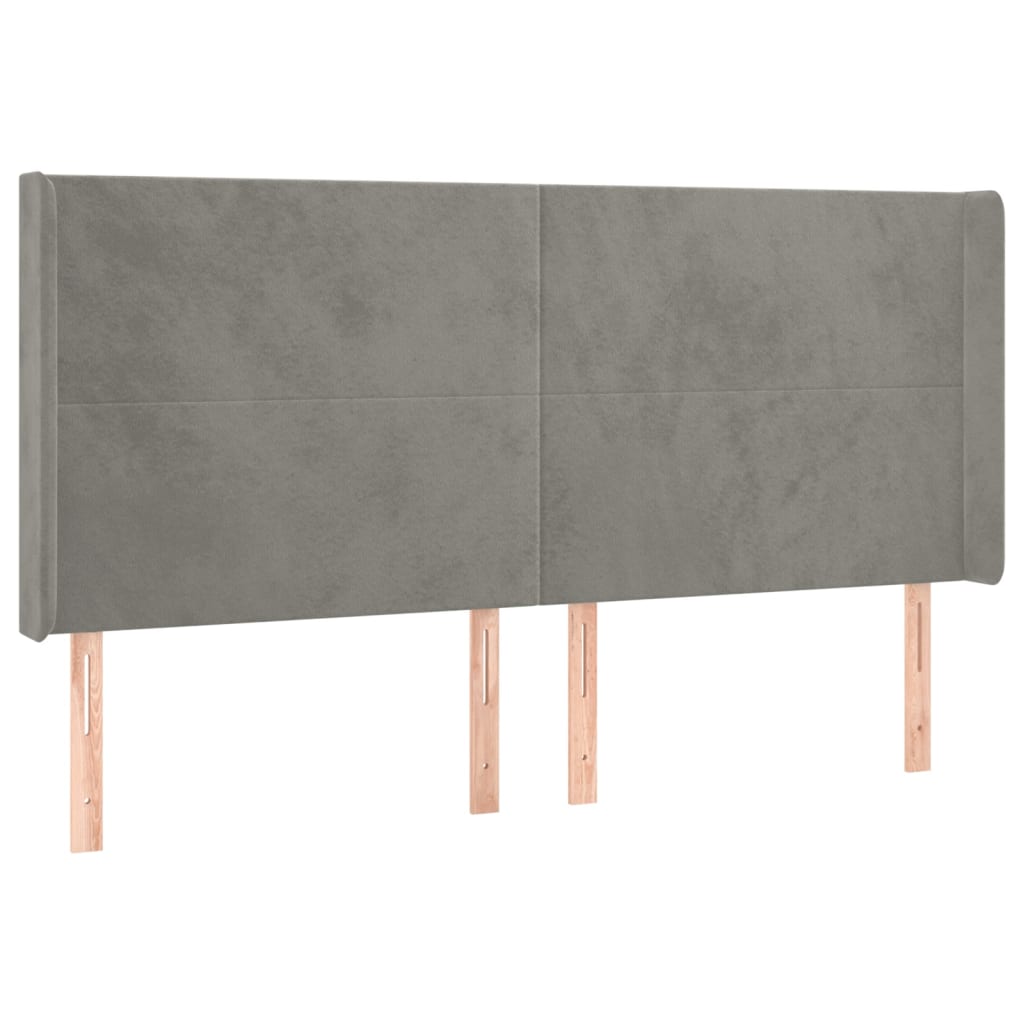 Tête de lit avec oreilles Gris clair 183x16x118/128 cm Velours - XIOS