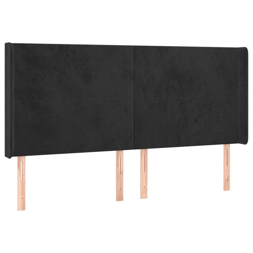 Tête de lit avec oreilles Noir 183x16x118/128 cm Velours - XIOS