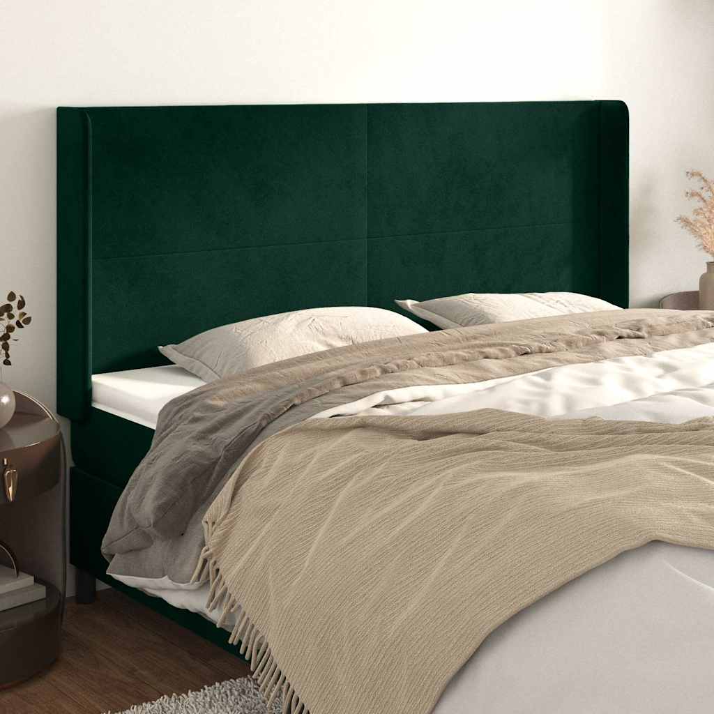 Tête de lit avec oreilles Vert foncé 183x16x118/128 cm Velours - XIOS