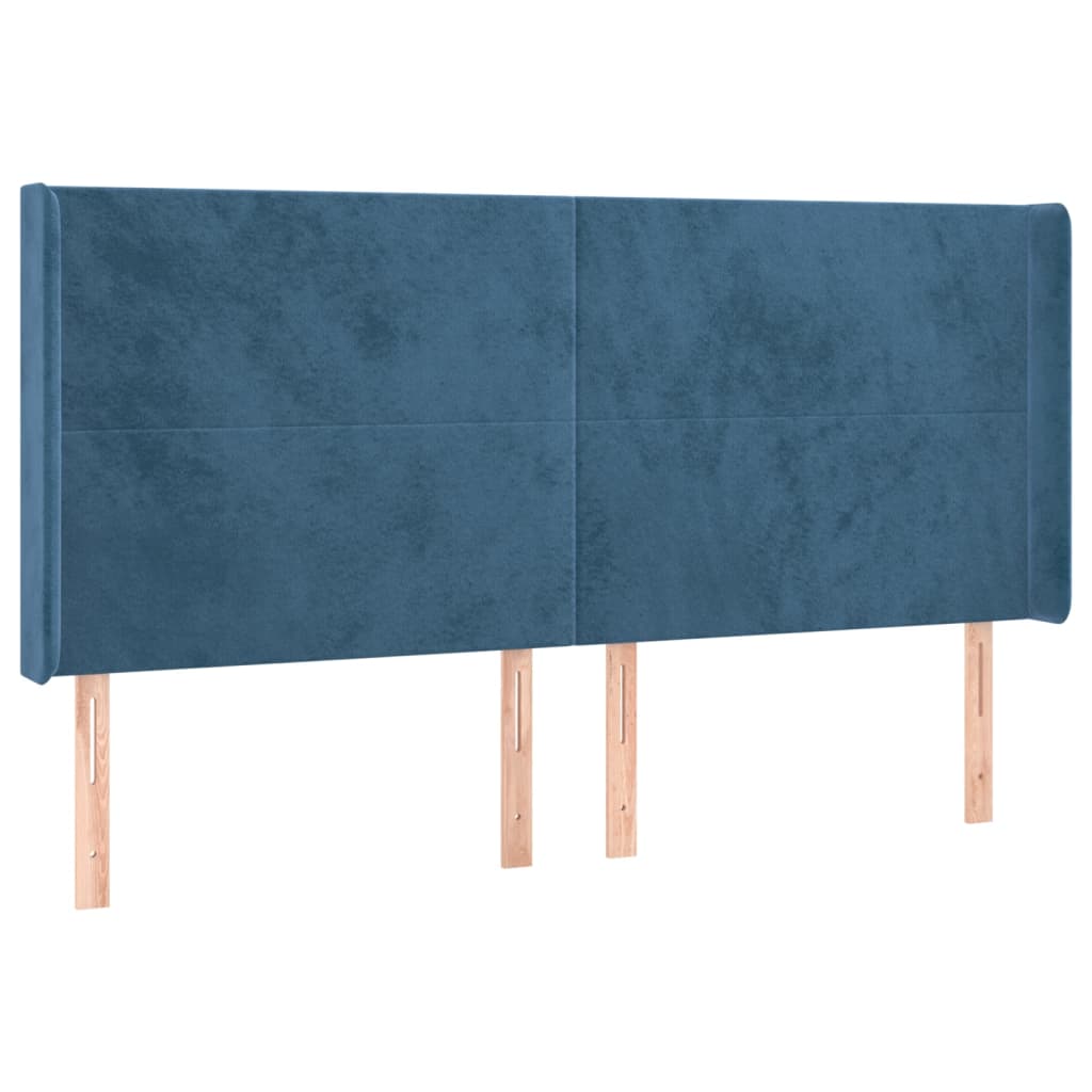 Tête de lit avec oreilles Bleu foncé 183x16x118/128 cm Velours - XIOS