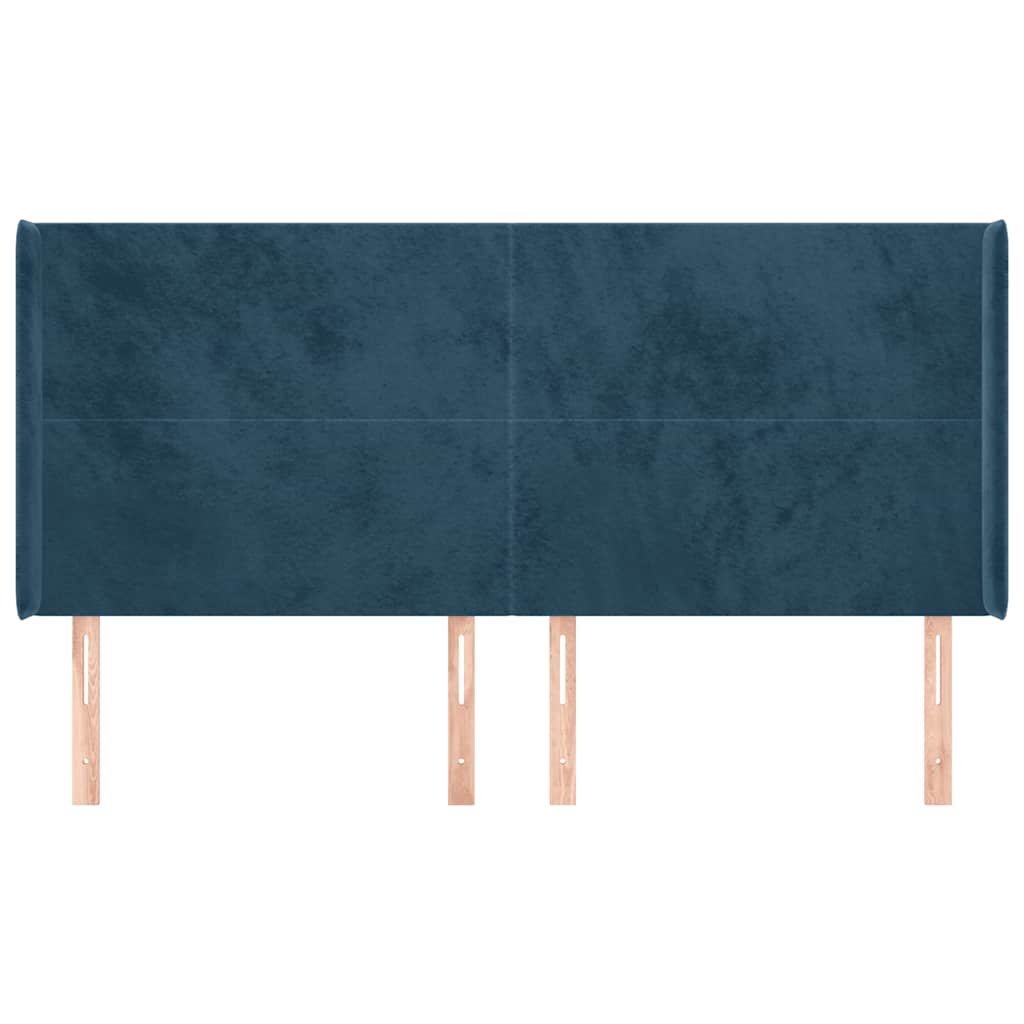 Tête de lit avec oreilles Bleu foncé 183x16x118/128 cm Velours - XIOS