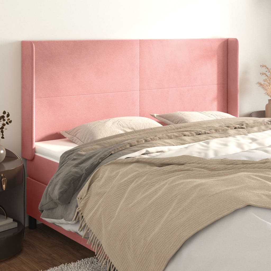 Tête de lit avec oreilles Rose 183x16x118/128 cm Velours - XIOS