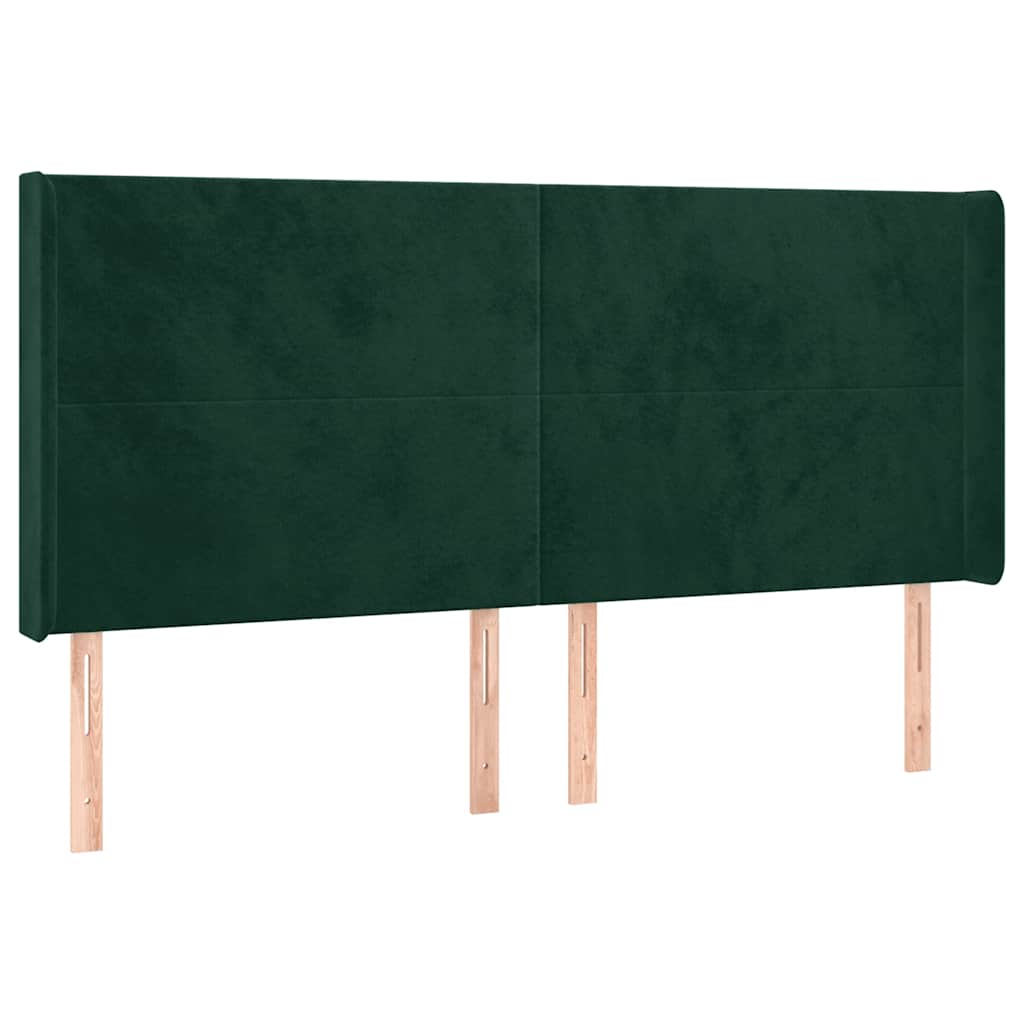 Tête de lit avec oreilles Vert foncé 203x16x118/128 cm Velours - XIOS