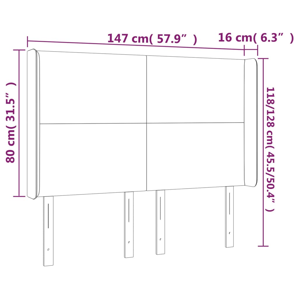 Tête de lit avec oreilles Blanc 147x16x118/128 cm Similicuir - XIOS