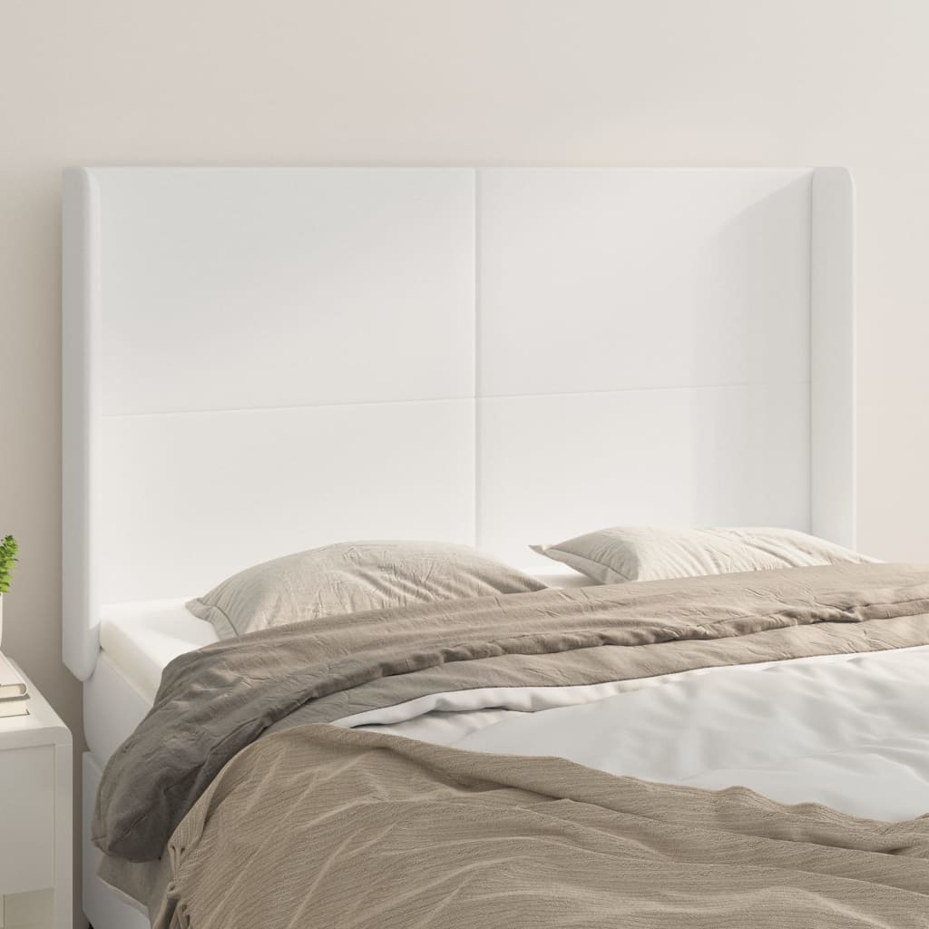 Tête de lit avec oreilles Blanc 147x16x118/128 cm Similicuir - XIOS