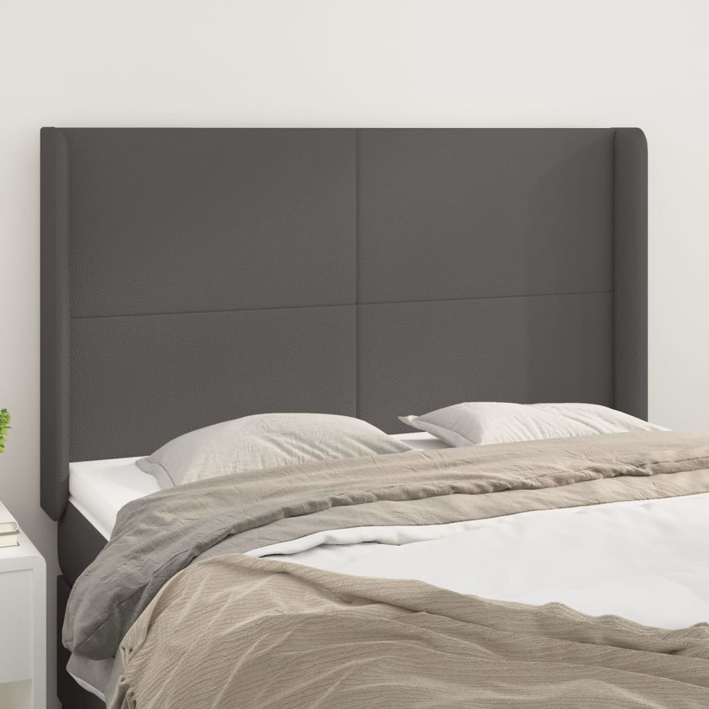 Tête de lit avec oreilles Gris 147x16x118/128 cm Similicuir - XIOS
