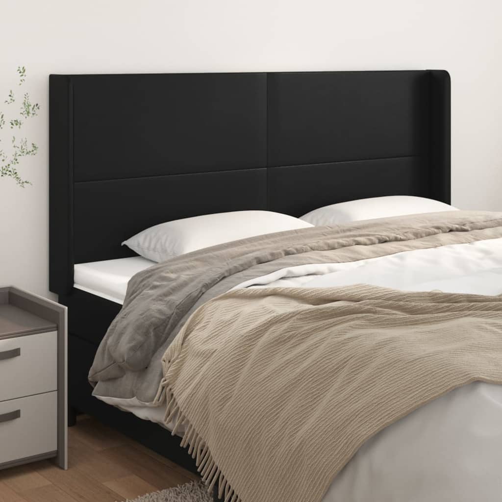 Tête de lit avec oreilles Noir 163x16x118/128 cm Similicuir - XIOS