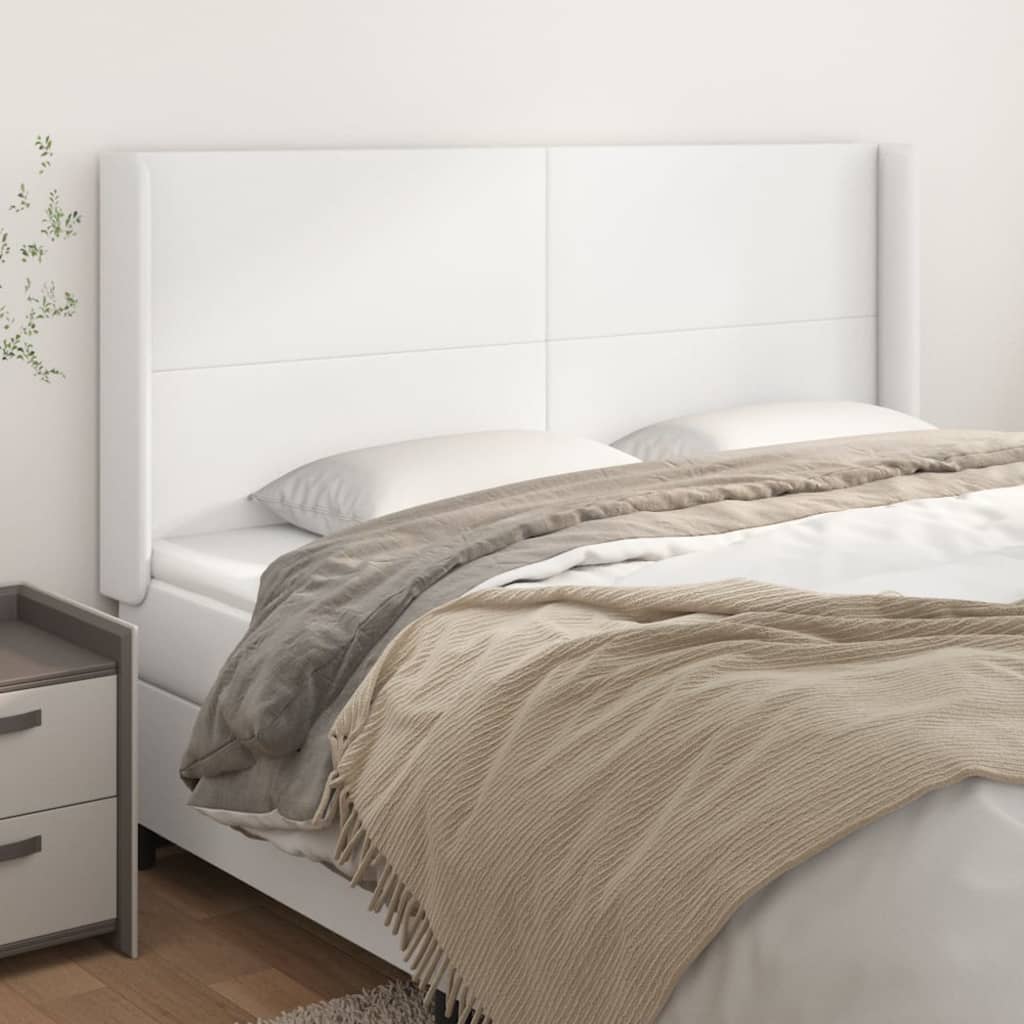 Tête de lit avec oreilles Blanc 163x16x118/128 cm Similicuir - XIOS
