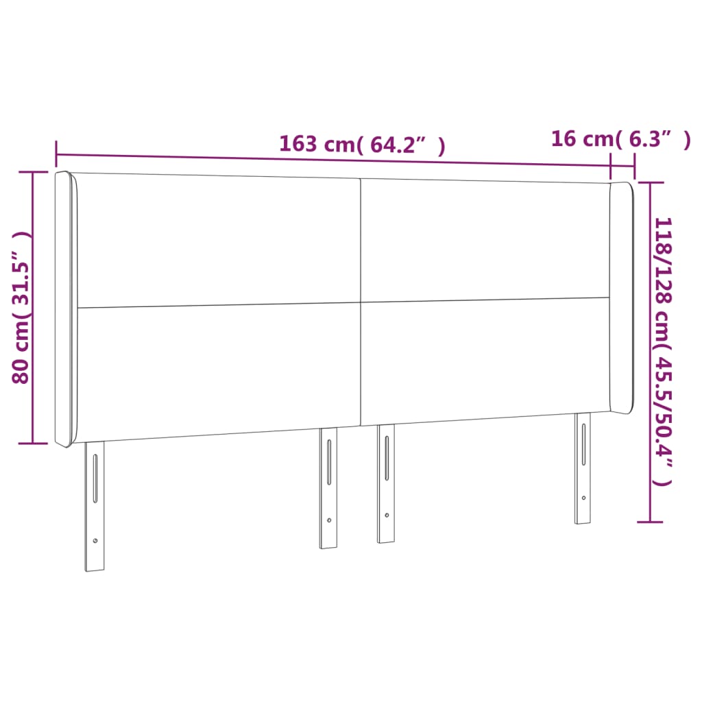 Tête de lit avec oreilles Gris 163x16x118/128 cm Similicuir - XIOS