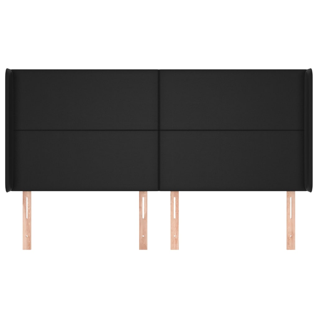 Tête de lit avec oreilles Noir 203x16x118/128 cm Similicuir - XIOS