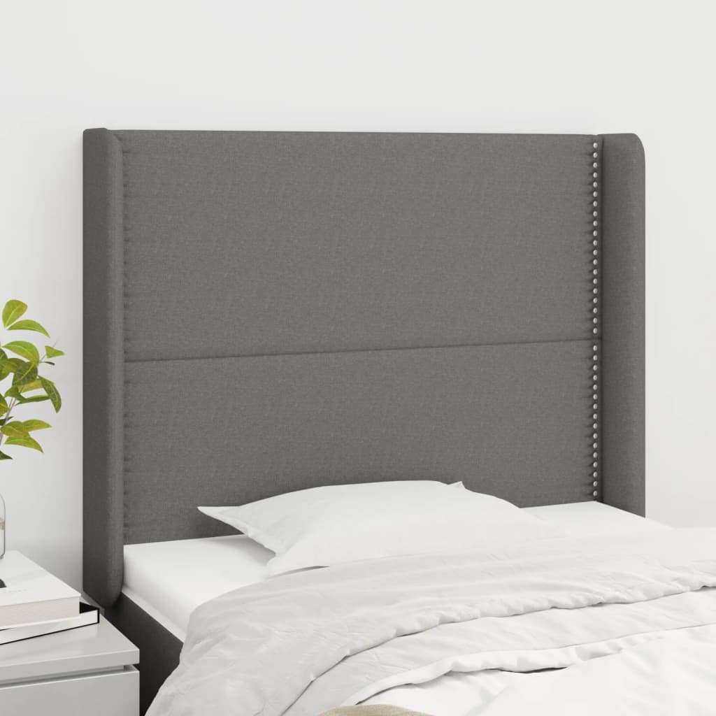 Tête de lit avec oreilles Gris foncé 83x16x118/128 cm Tissu - XIOS