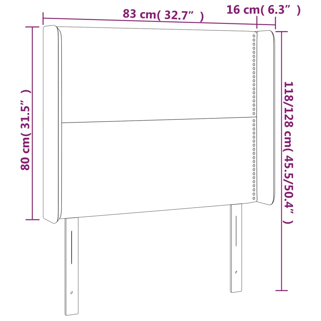 Tête de lit avec oreilles Noir 83x16x118/128 cm Tissu - XIOS