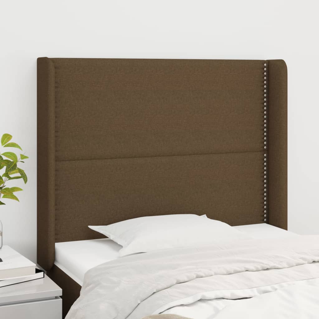 Tête de lit avec oreilles Marron foncé 93x16x118/128 cm Tissu - XIOS
