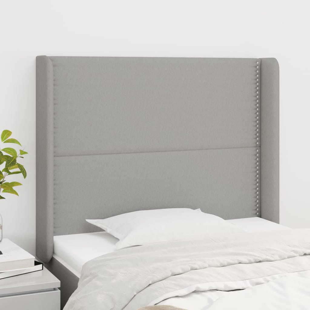 Tête de lit avec oreilles Gris clair 103x16x118/128 cm Tissu - XIOS