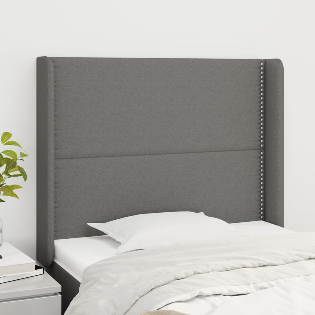 Tête de lit avec oreilles Gris foncé 103x16x118/128 cm Tissu - XIOS