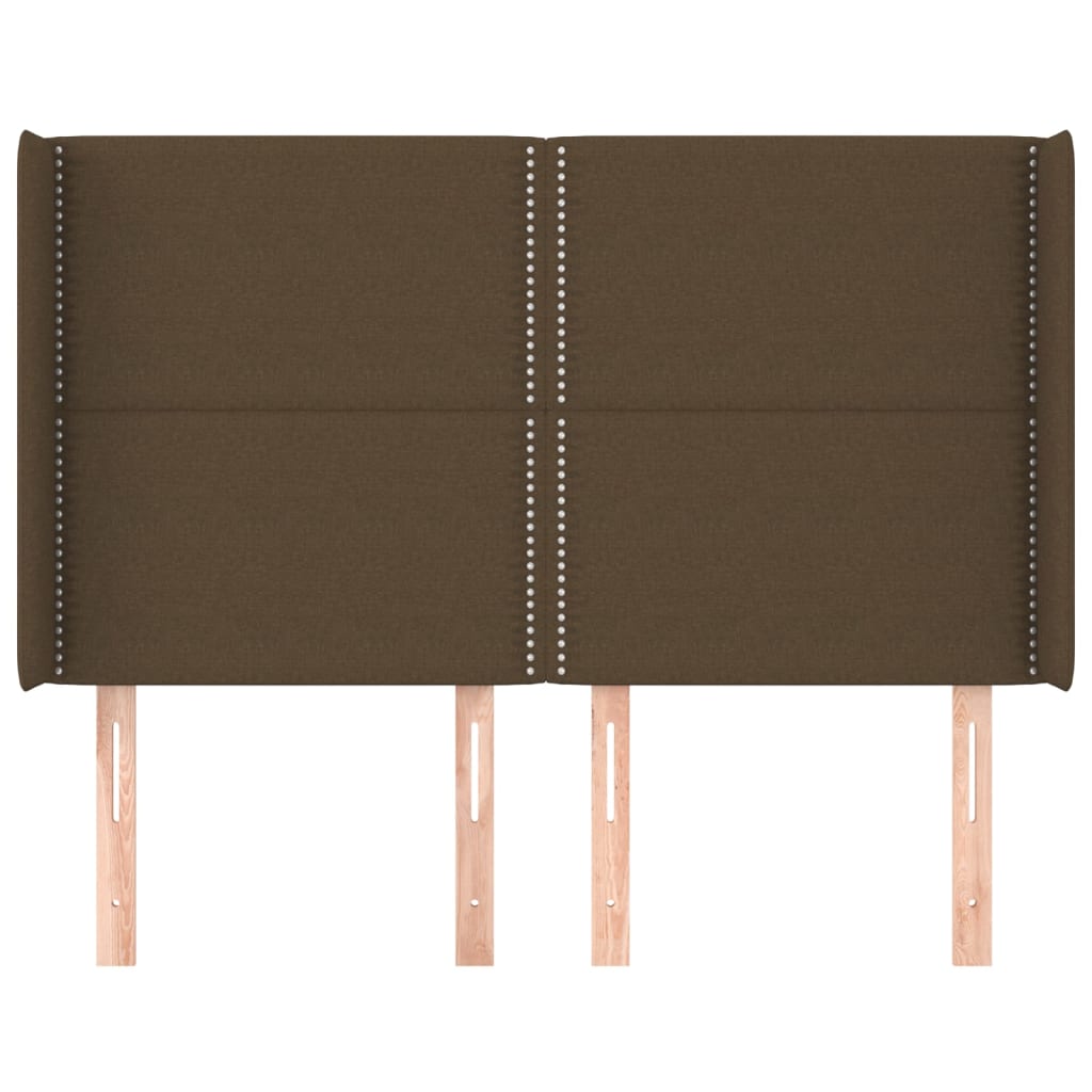 Tête de lit avec oreilles Marron foncé 147x16x118/128 cm Tissu - XIOS