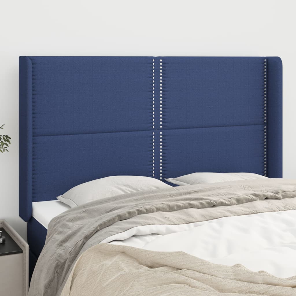 Tête de lit avec oreilles Bleu 147x16x118/128 cm Tissu - XIOS