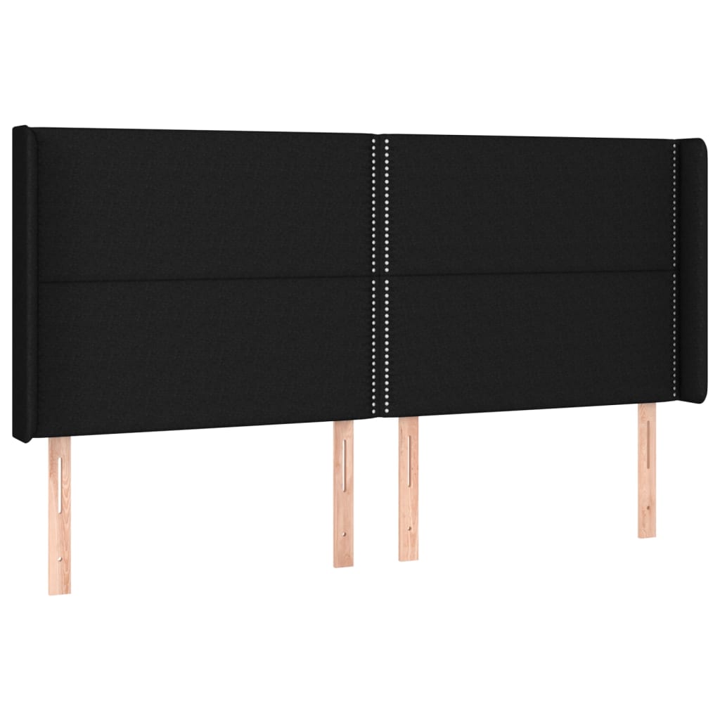 Tête de lit avec oreilles Noir 183x16x118/128 cm Tissu - XIOS