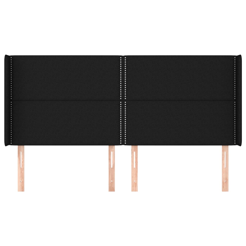 Tête de lit avec oreilles Noir 183x16x118/128 cm Tissu - XIOS