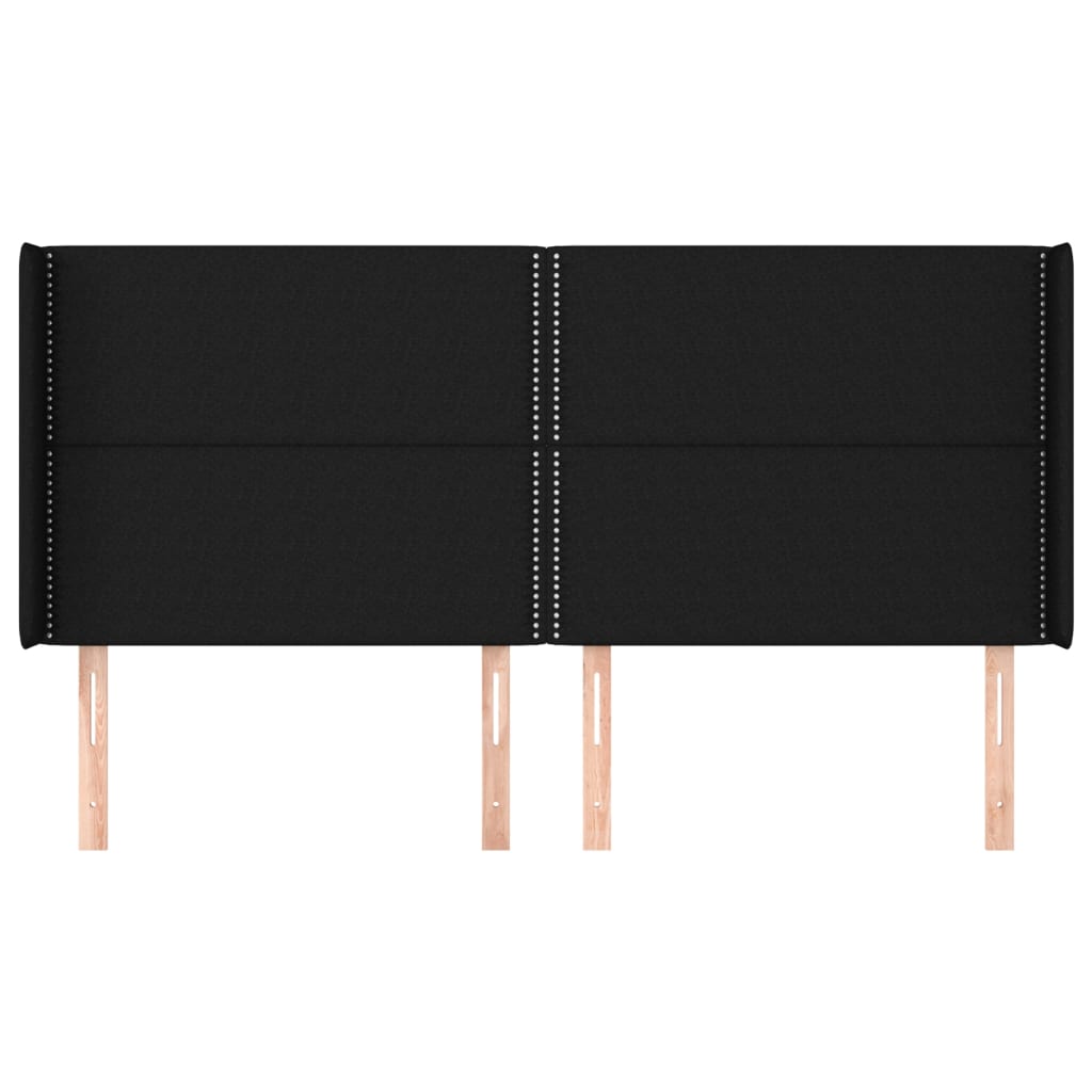 Tête de lit avec oreilles Noir 203x16x118/128 cm Tissu - XIOS