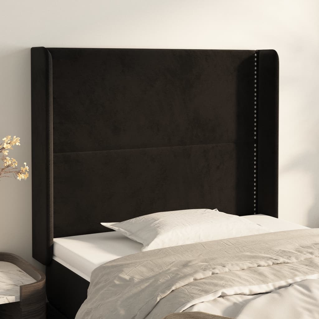 Tête de lit avec oreilles Noir 93x16x118/128 cm Velours - XIOS