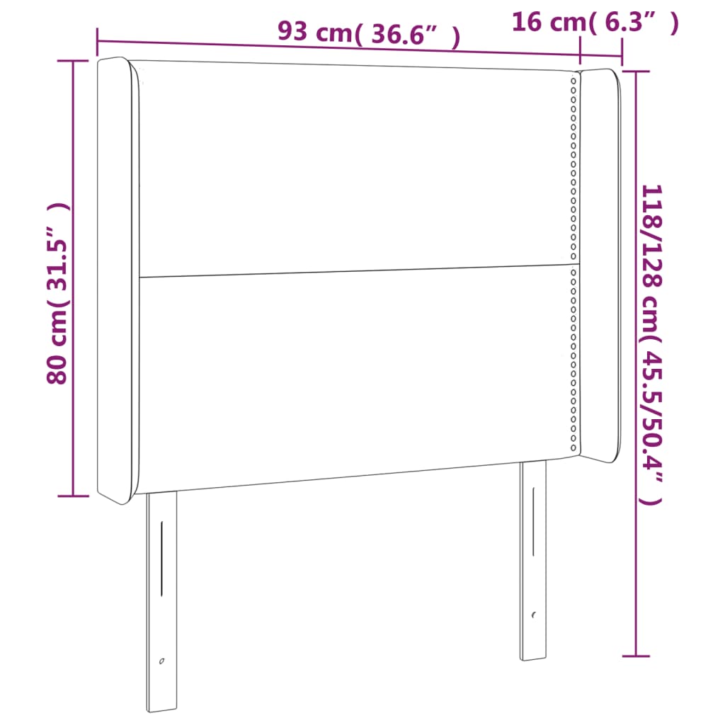 Tête de lit avec oreilles Rose 93x16x118/128 cm Velours - XIOS