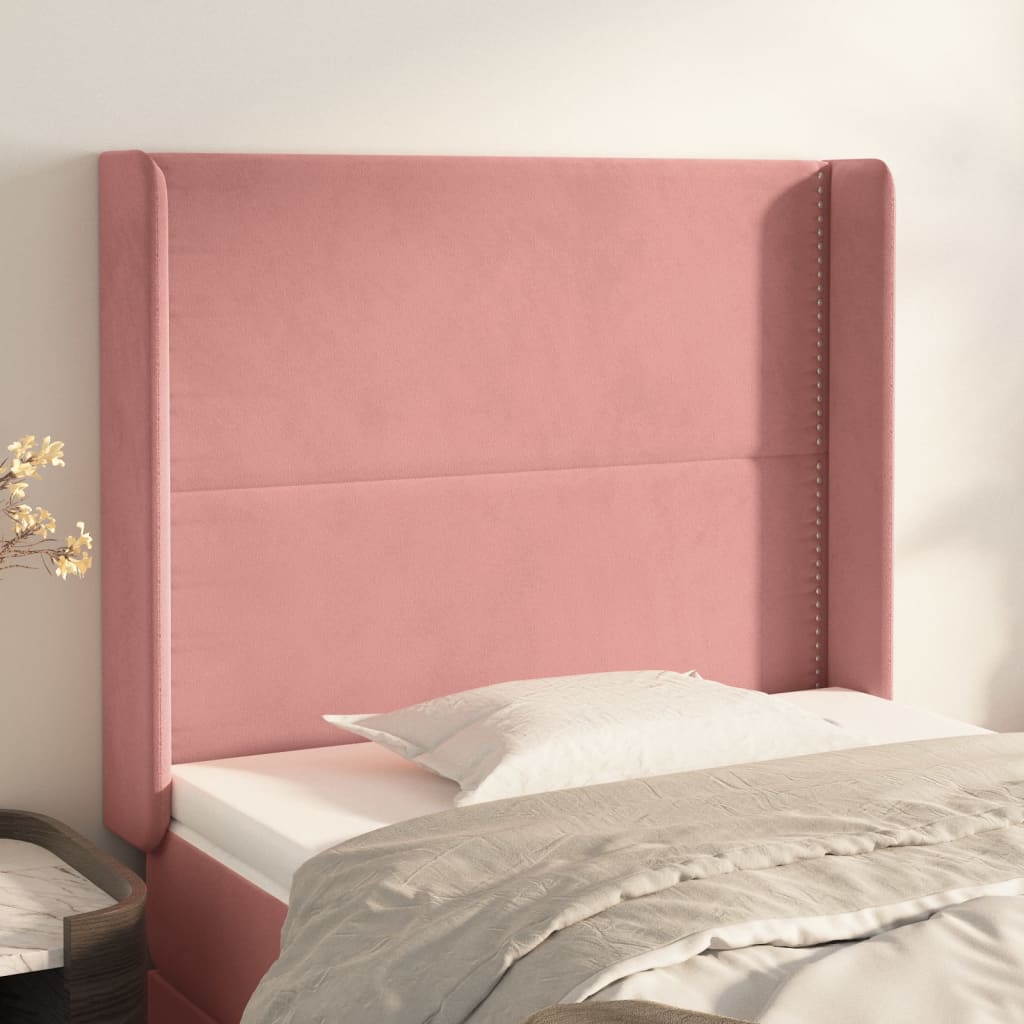 Tête de lit avec oreilles Rose 93x16x118/128 cm Velours - XIOS