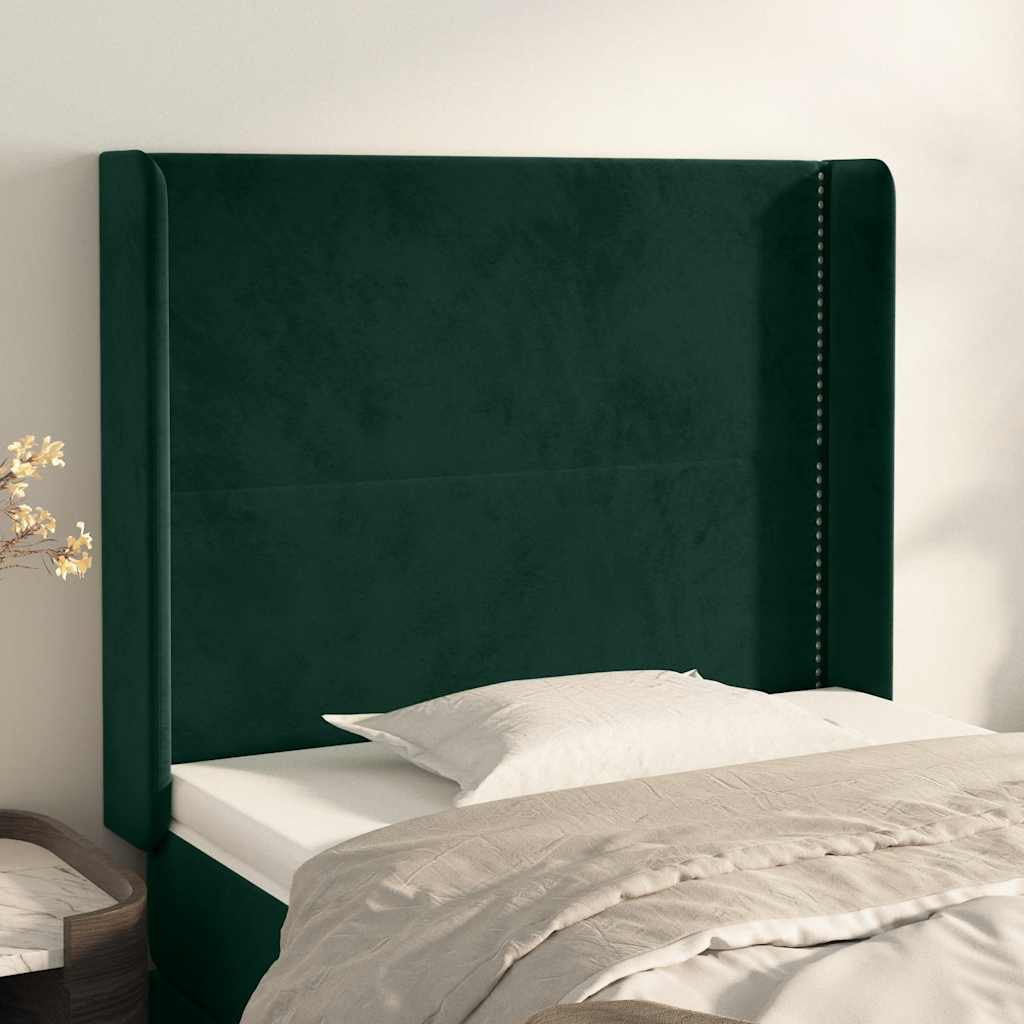 Tête de lit avec oreilles Vert foncé 103x16x118/128 cm Velours - XIOS