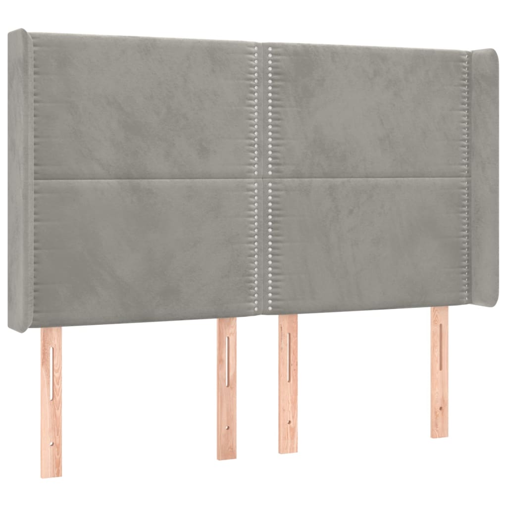 Tête de lit avec oreilles Gris clair 147x16x118/128 cm Velours - XIOS