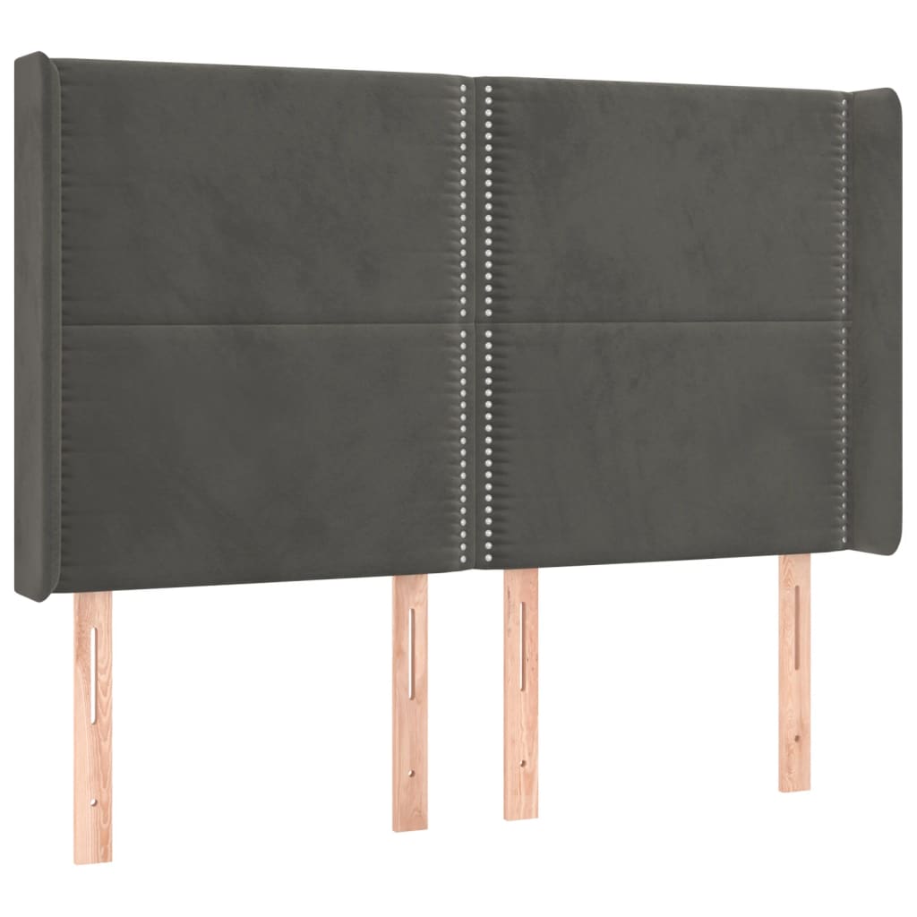 Tête de lit avec oreilles Gris foncé 147x16x118/128 cm Velours - XIOS