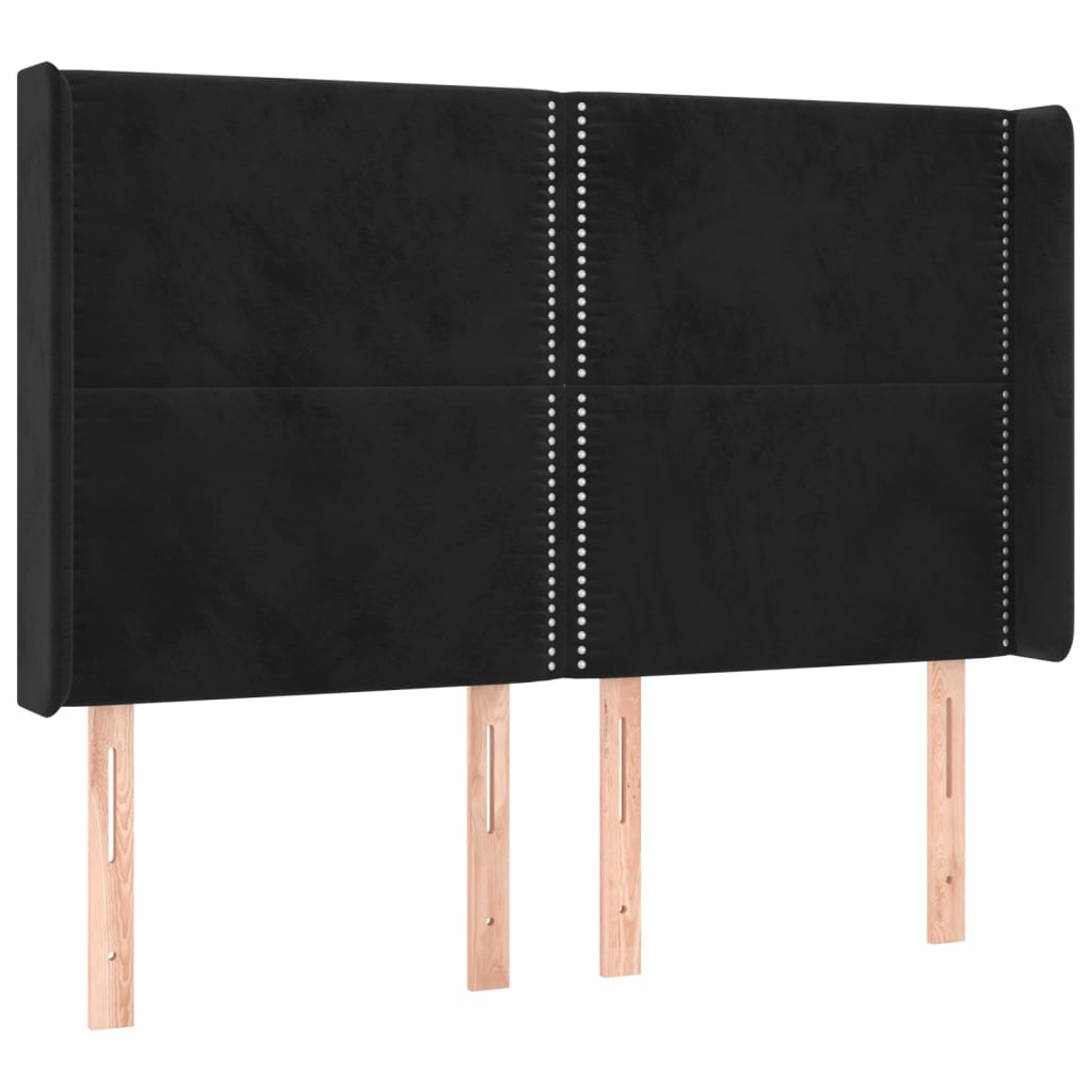 Tête de lit avec oreilles Noir 147x16x118/128 cm Velours - XIOS