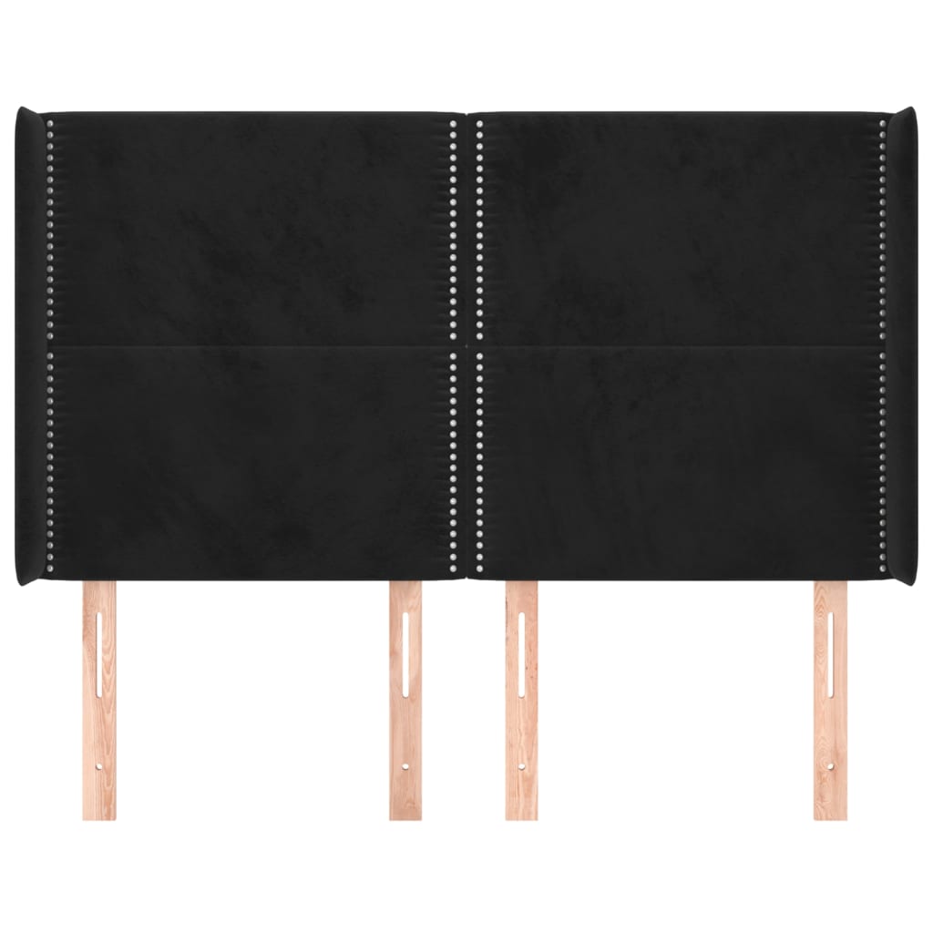 Tête de lit avec oreilles Noir 147x16x118/128 cm Velours - XIOS
