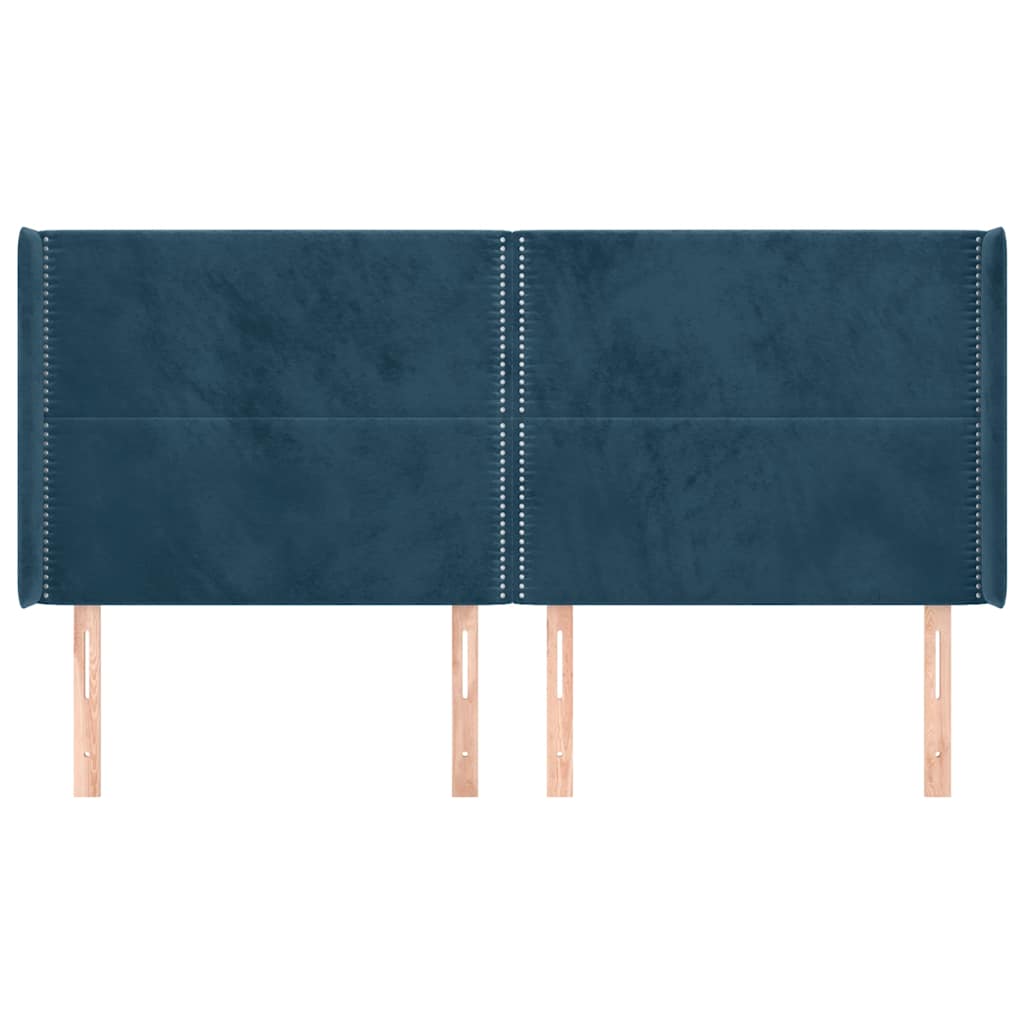 Tête de lit avec oreilles Bleu foncé 163x16x118/128 cm Velours - XIOS