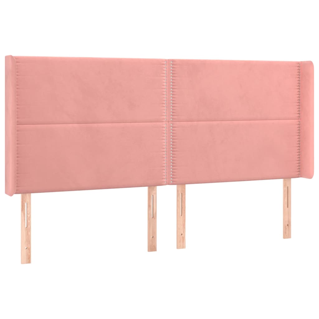 Tête de lit avec oreilles Rose 163x16x118/128 cm Velours - XIOS