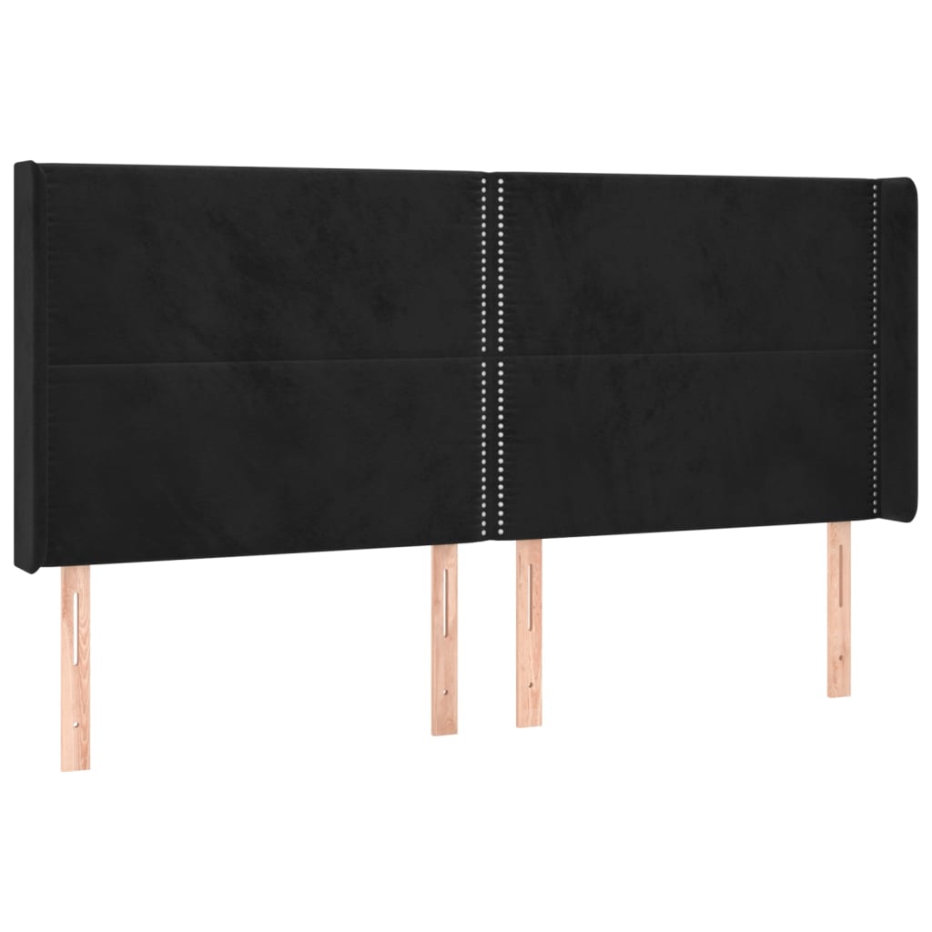 Tête de lit avec oreilles Noir 183x16x118/128 cm Velours - XIOS