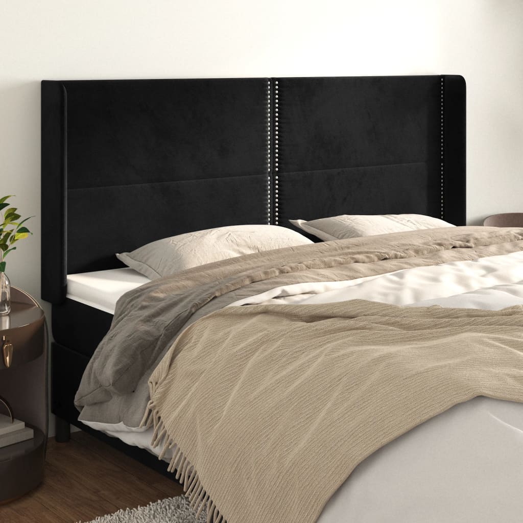 Tête de lit avec oreilles Noir 183x16x118/128 cm Velours - XIOS
