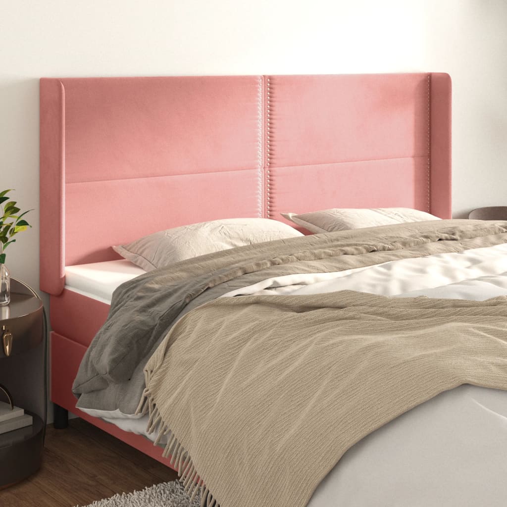Tête de lit avec oreilles Rose 183x16x118/128 cm Velours - XIOS