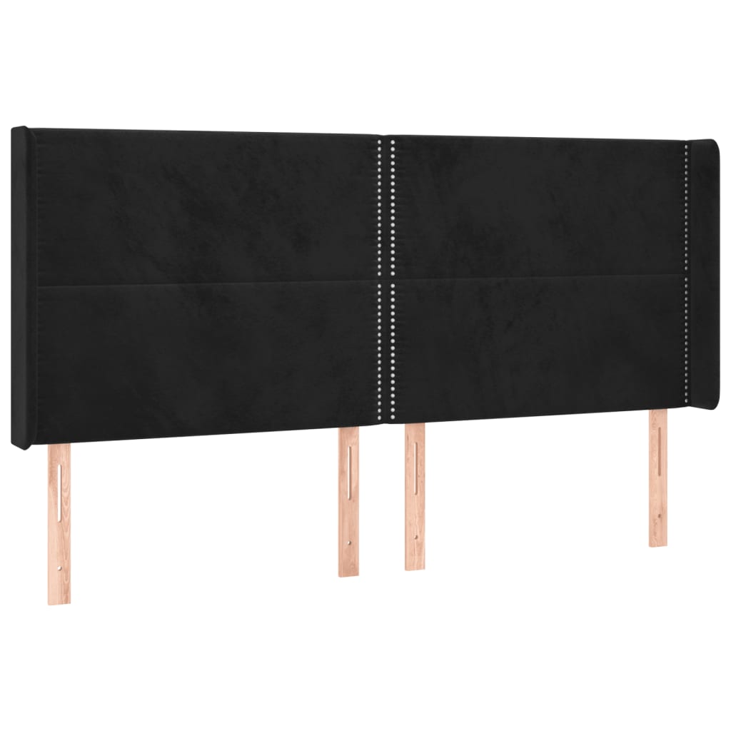 Tête de lit avec oreilles Noir 203x16x118/128 cm Velours - XIOS