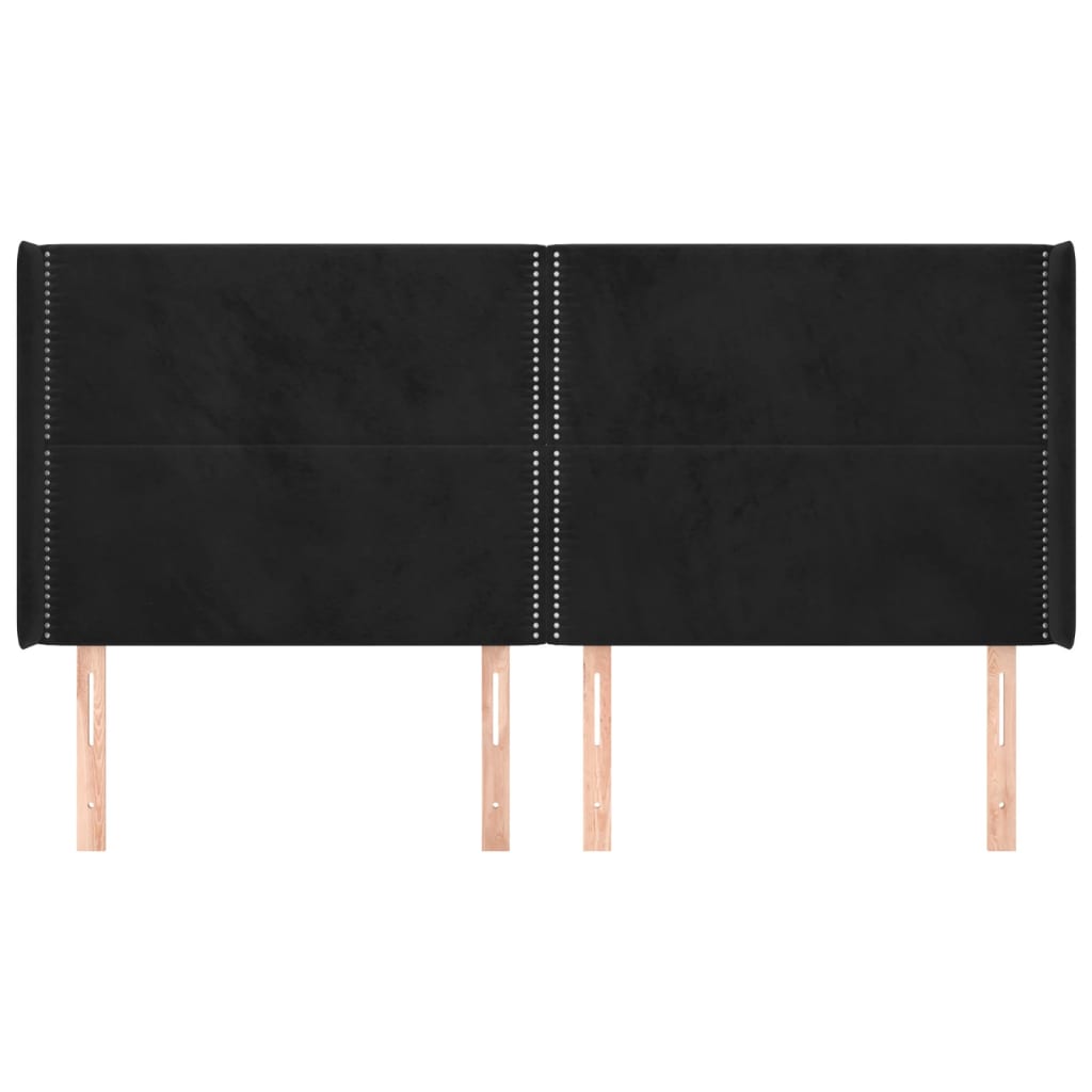 Tête de lit avec oreilles Noir 203x16x118/128 cm Velours - XIOS